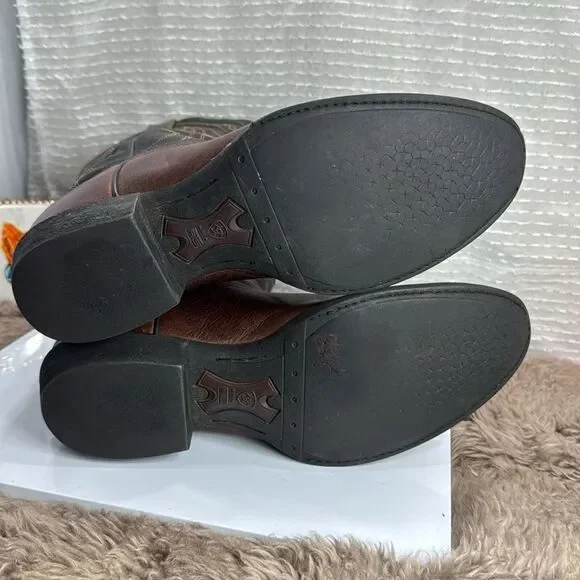 (F) Ariat Men's Comeback Round Toe Western Boots Brown & Black 10016364 - Picture 7 of 15